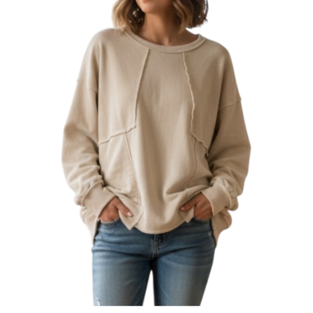 Women's Relaxed Cream Pullover Sweatshirt